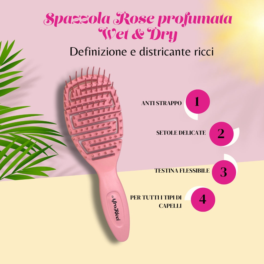AfroRicci Spazzola Wet & Dry Rose - Districante e definizione ricci