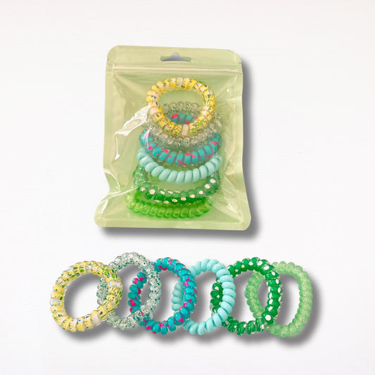 Elastico Bobble Capelli Ricci - colore verde mix 6 pezzi