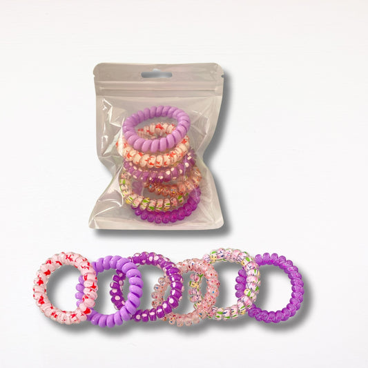 Elastico Bobble Capelli Ricci - colore viola mix 6 pezzi